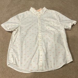 Men’s Original Penguin Button Down Shortsleeved Shirt with Sunrise Size Large